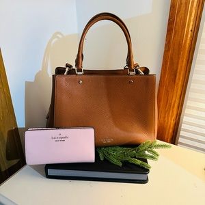 Kate Spade tan purse & pink wallet